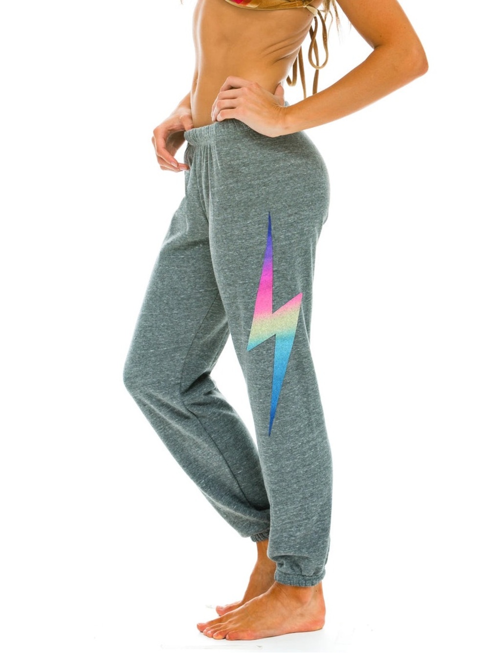 ⚡️ Aviator Nation Bolt Sweatpants Heather Gray Lightning Bolt Joggers Size Small